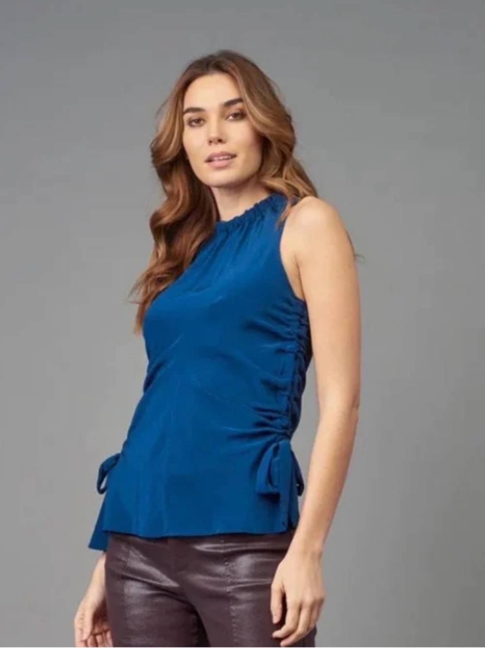 Lola & Sophie Gathered Side-Ties Tank 98% silk sz Small